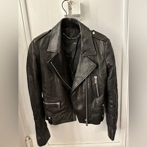 Barbara Bui Leather Jacket with Fringe sz 36